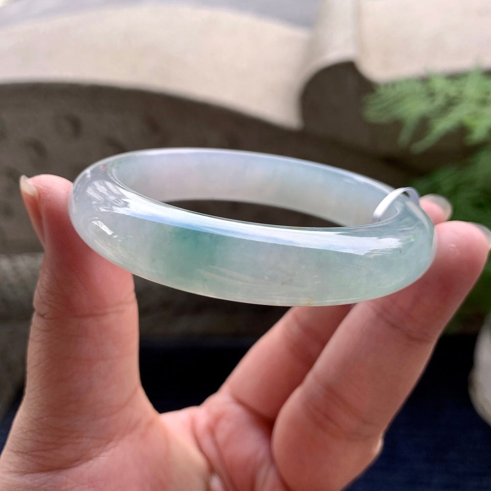 糯冰种飘花平安镯（56mm）（yc096579）