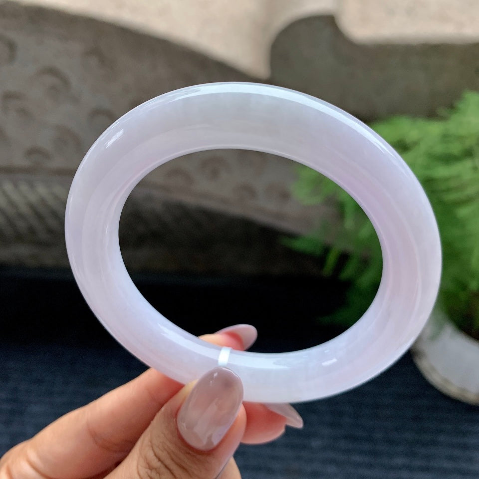 细糯种淡紫罗兰圆条手镯（55.4mm）（yc110777）