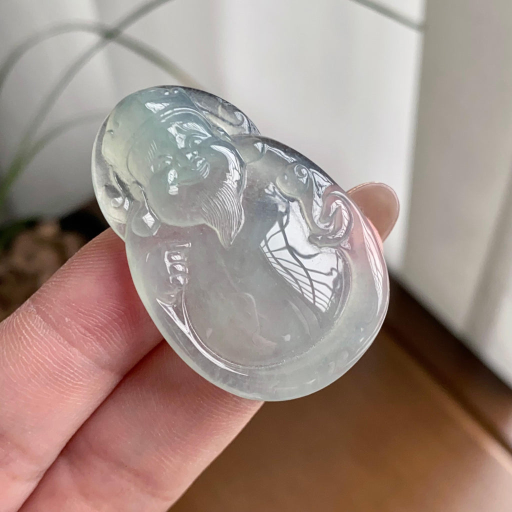 冰种淡晴底财神吊坠（yc260818）