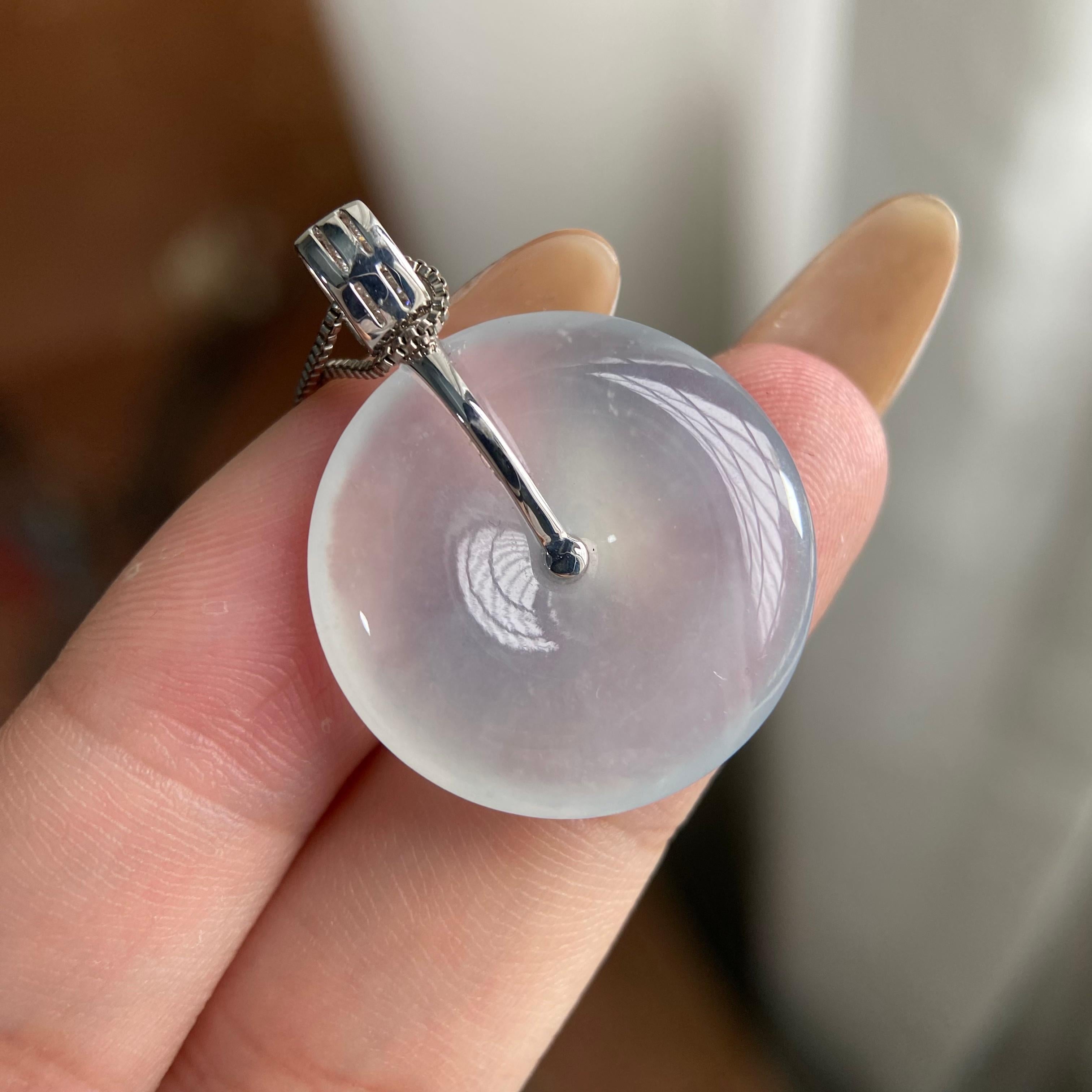 18k金钻镶冰种白月光平安扣吊坠（yc223794）