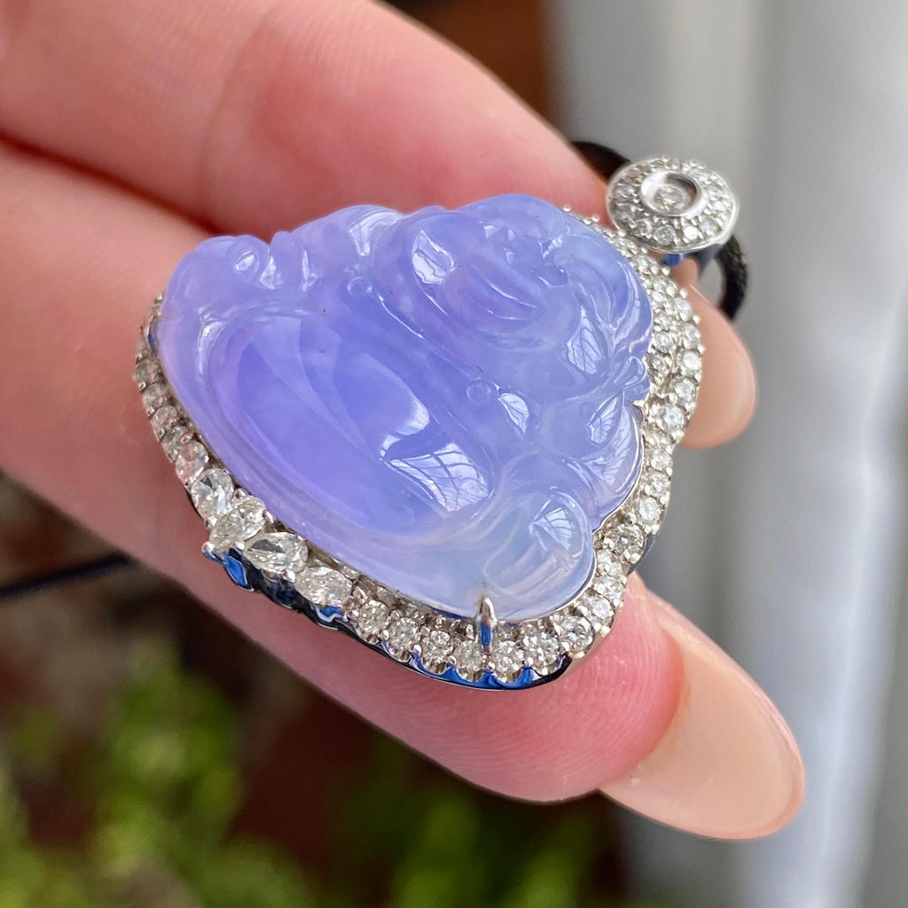 18k金钻镶冰种紫罗兰佛公吊坠（yc235114）