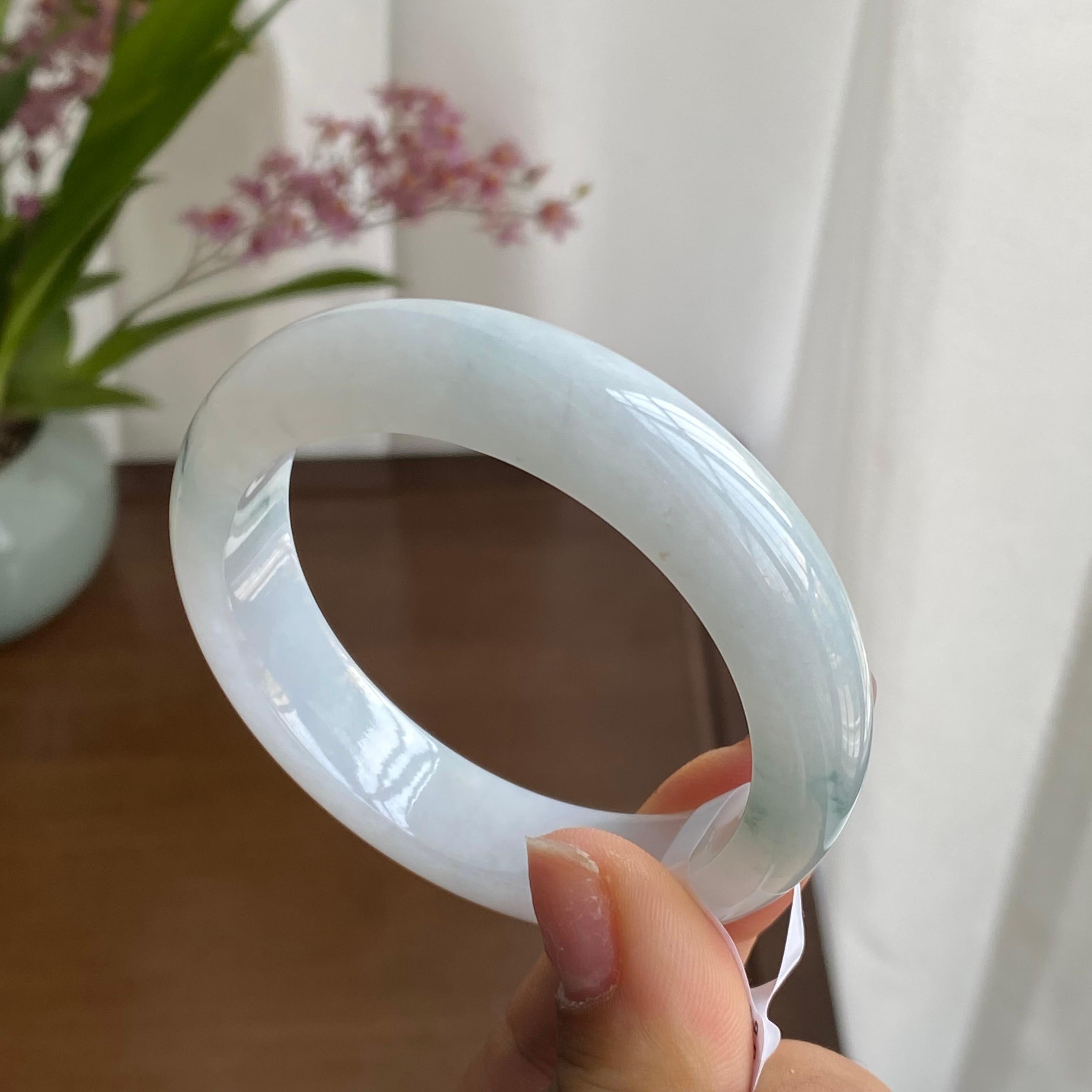 糯冰种飘花手镯（52圈）（yc298270）
