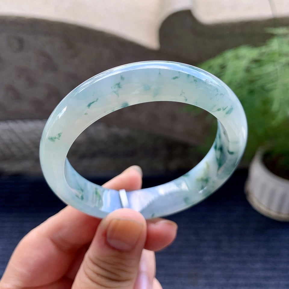 糯冰种飘花平安镯（54.3mm）（yc116060）
