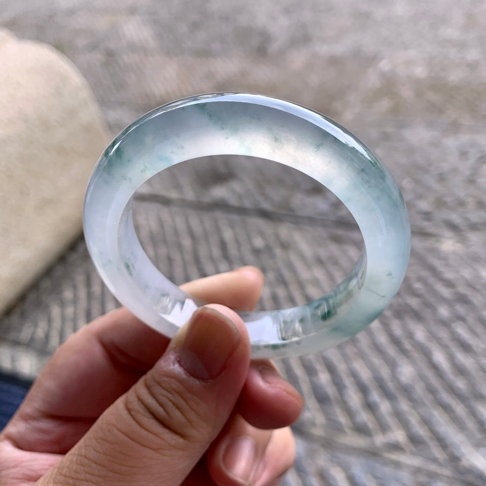 冰种飘花平安镯（50.6mm）（yc097793）