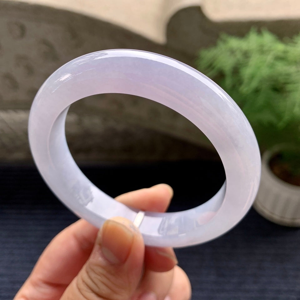 糯冰种淡紫罗兰平安镯（57.4mm）（yc081788）