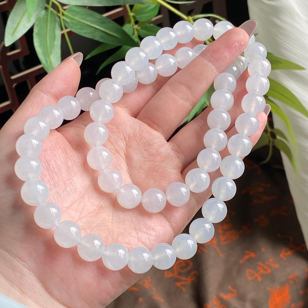 糯冰种白月光珠链（56颗）（yc195190）