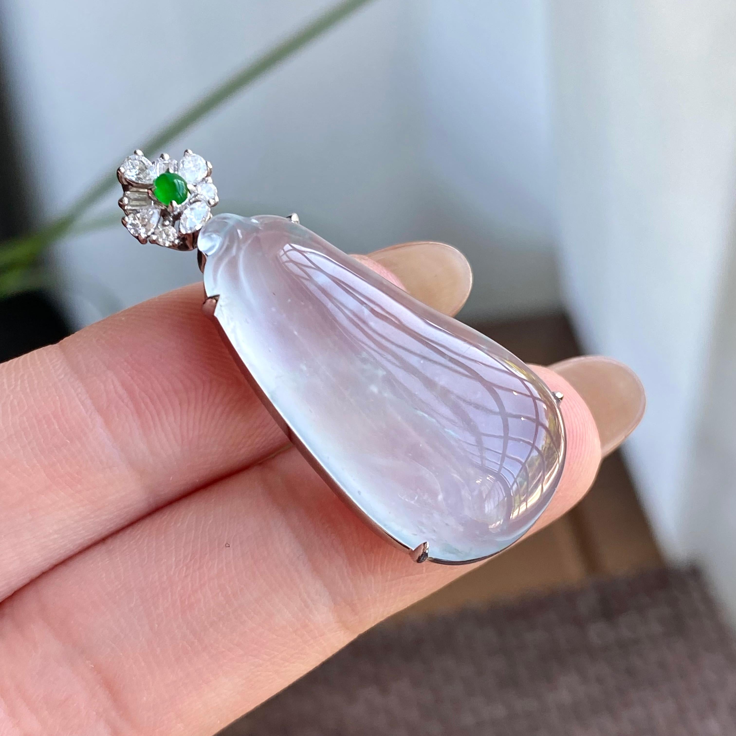 18k金钻镶冰种雪花棉福瓜吊坠（yc266151）