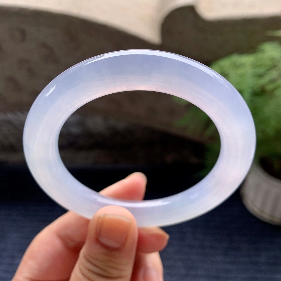 糯冰种淡紫罗兰圆条手镯（56mm）（yc101272）