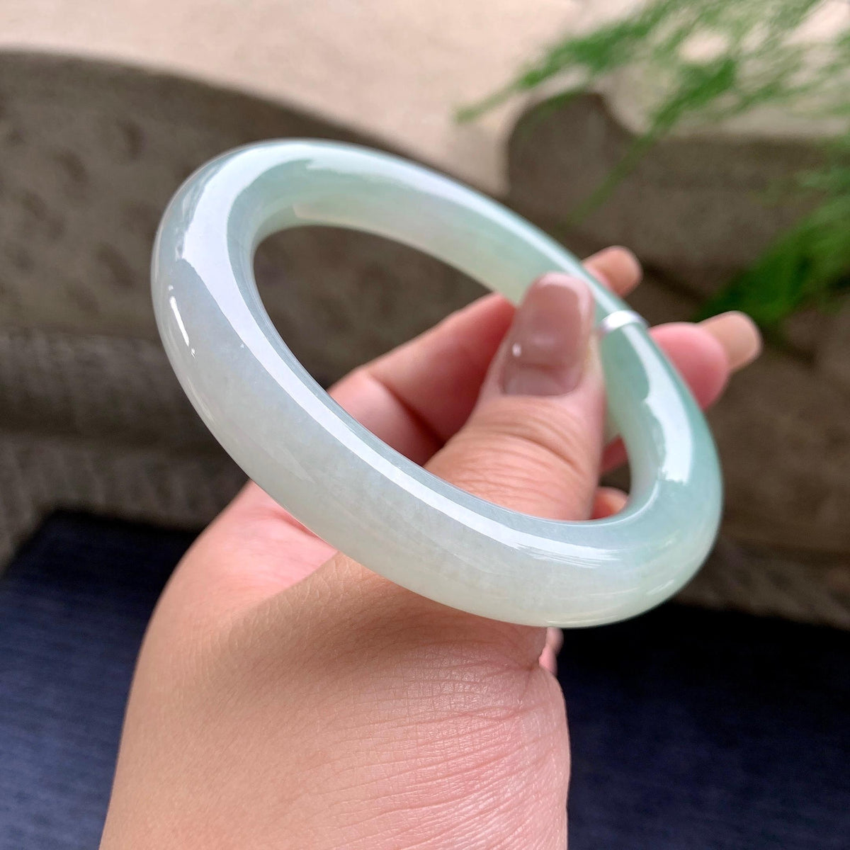 糯冰种晴水圆条手镯 56圈口 天然缅甸A货翡翠（yc699648）