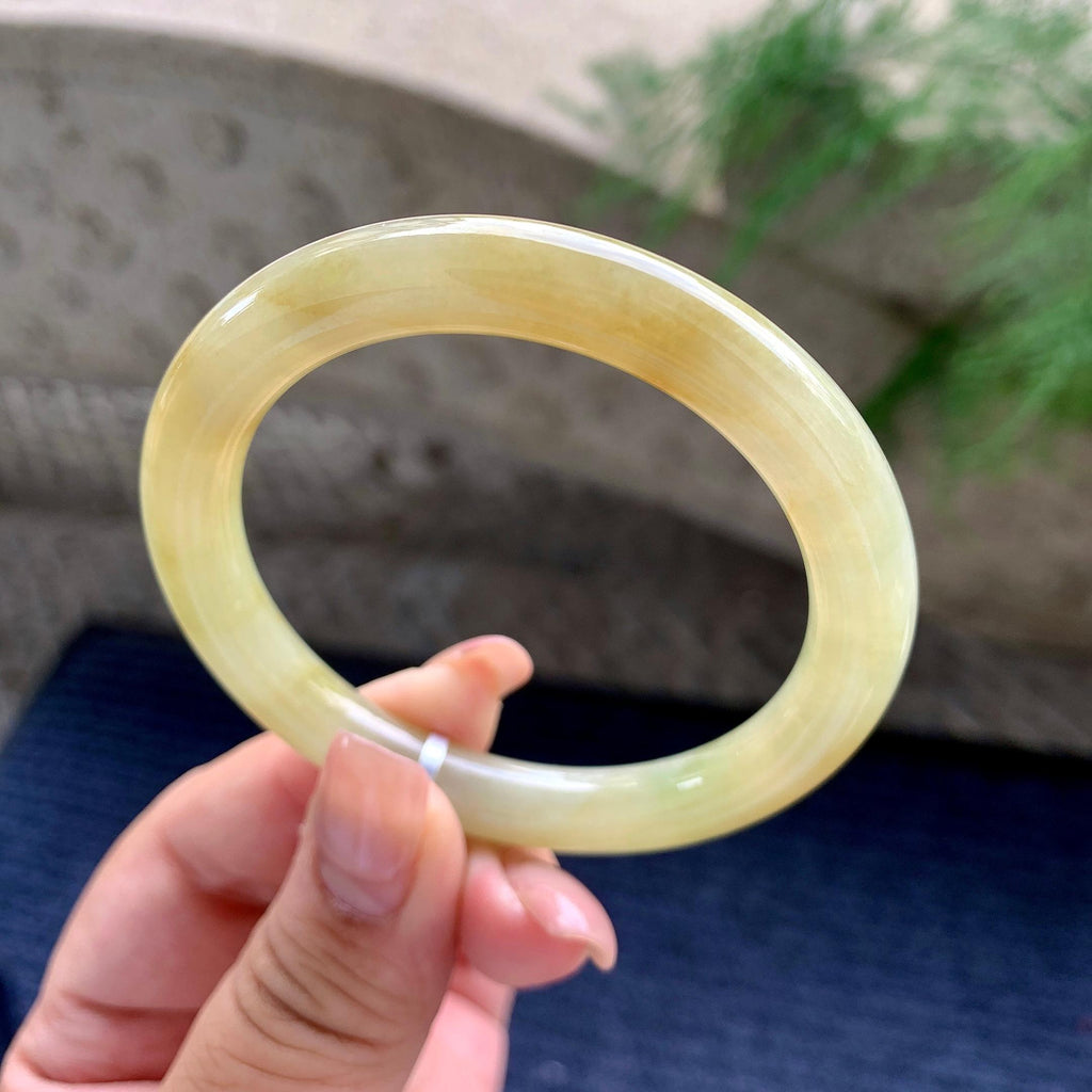 细糯种黄翡圆条手镯 52.6圈口 （yc699429）