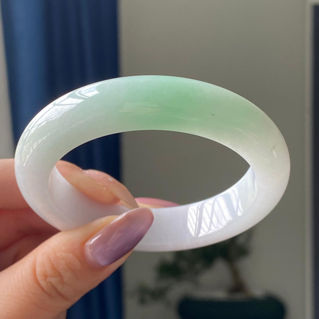 细糯种白底青平安镯手镯（53圈）（yc195663）