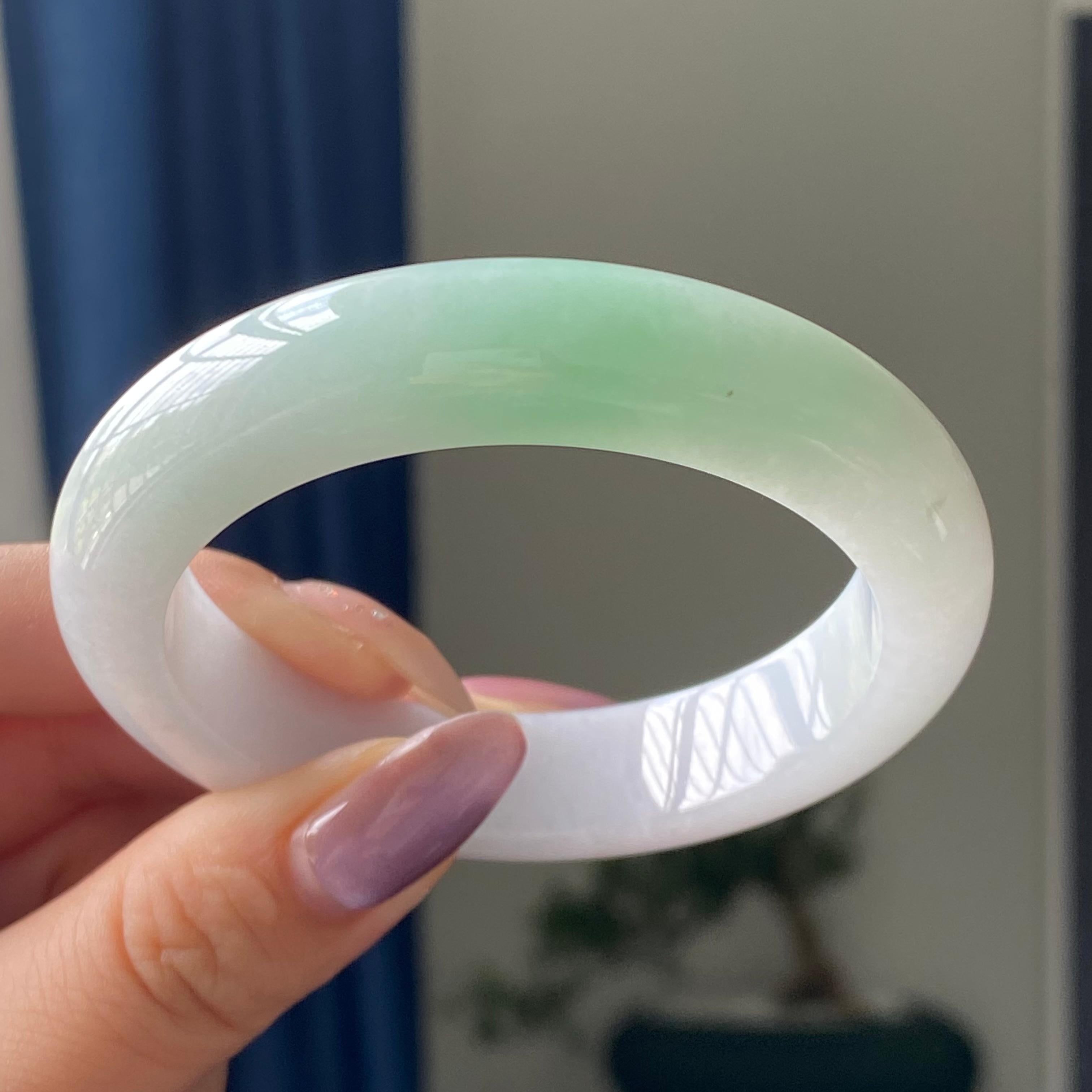 细糯种白底青平安镯手镯（53圈）（yc195663）