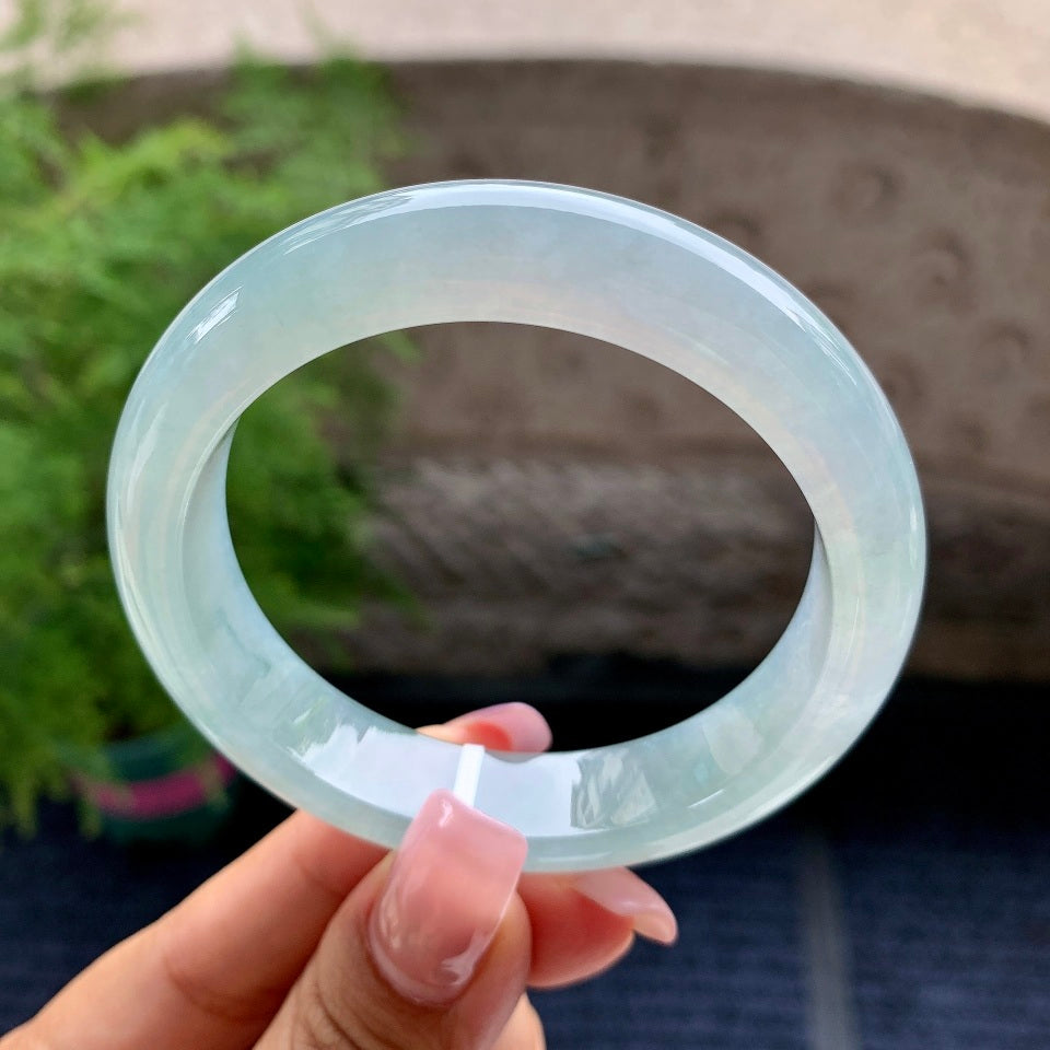 糯冰种蓝晴水平安镯（54.2mm）（yc106761）
