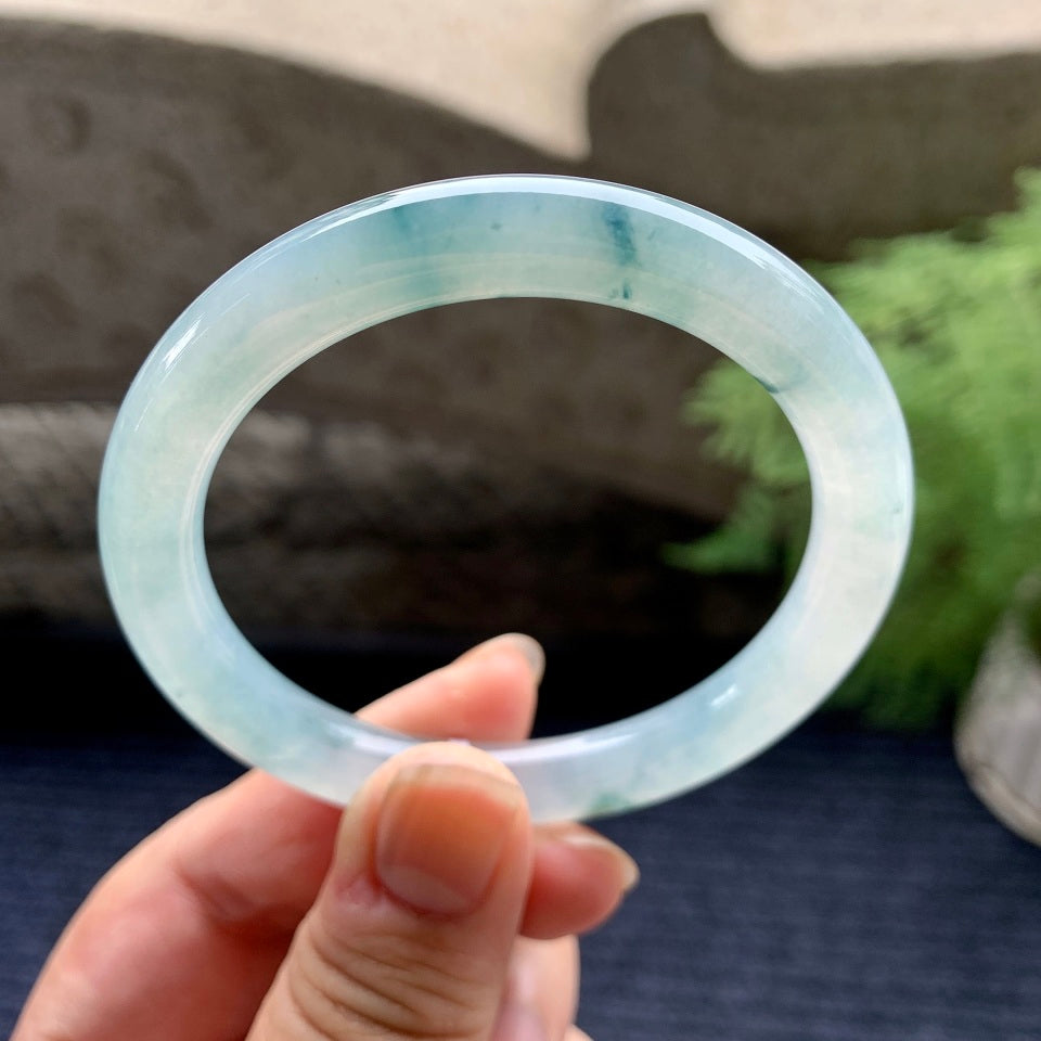 糯冰种飘花圆条手镯（54.8mm）（yc096220）