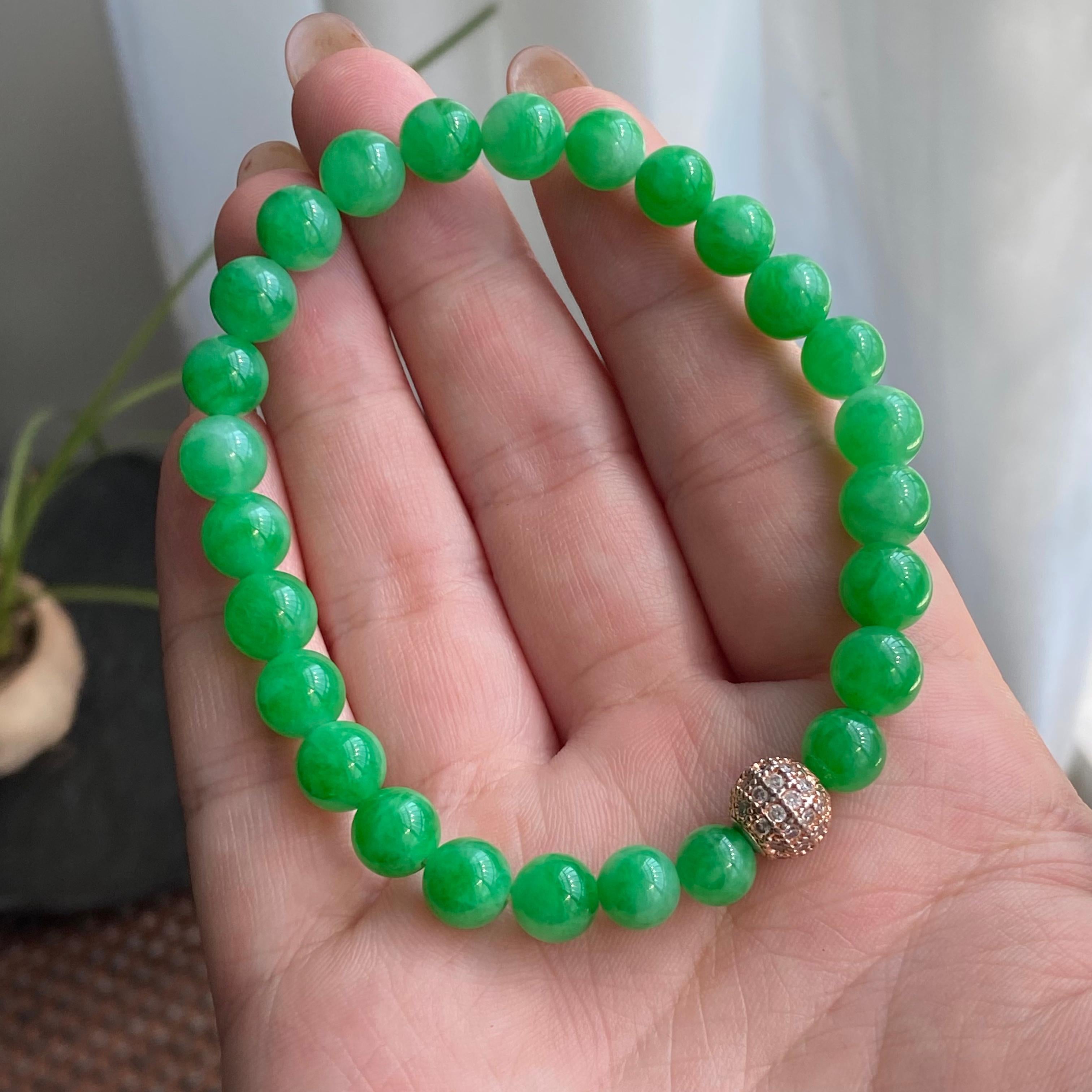 细糯种阳绿单圈手串（26颗）（yc264921）