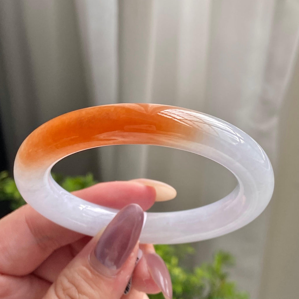 糯冰种黄翡圆条手镯（52圈）（yc200143）