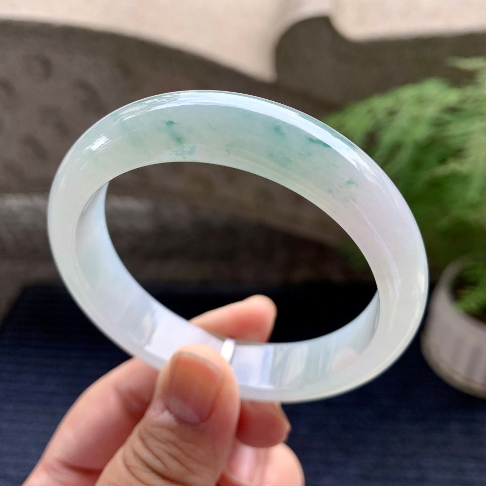 糯冰种飘花平安镯（58mm）（yc098153）