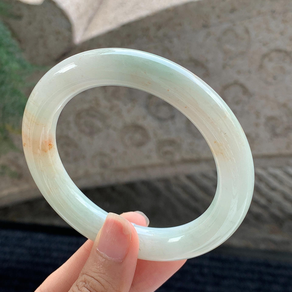 细糯种 黄加绿圆条手镯 58.5圈 天然缅甸A货翡翠（yc699559）