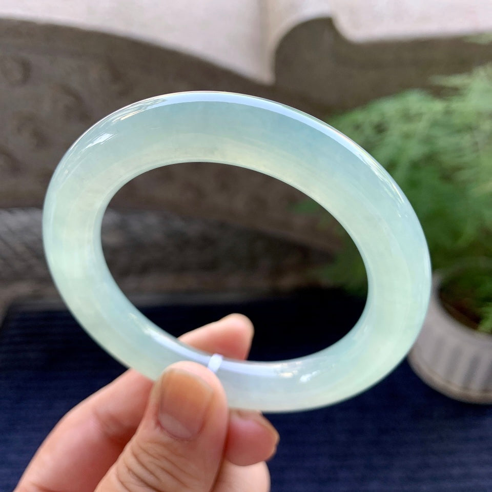 糯冰种晴水圆条手镯（55mm）（yc098517）