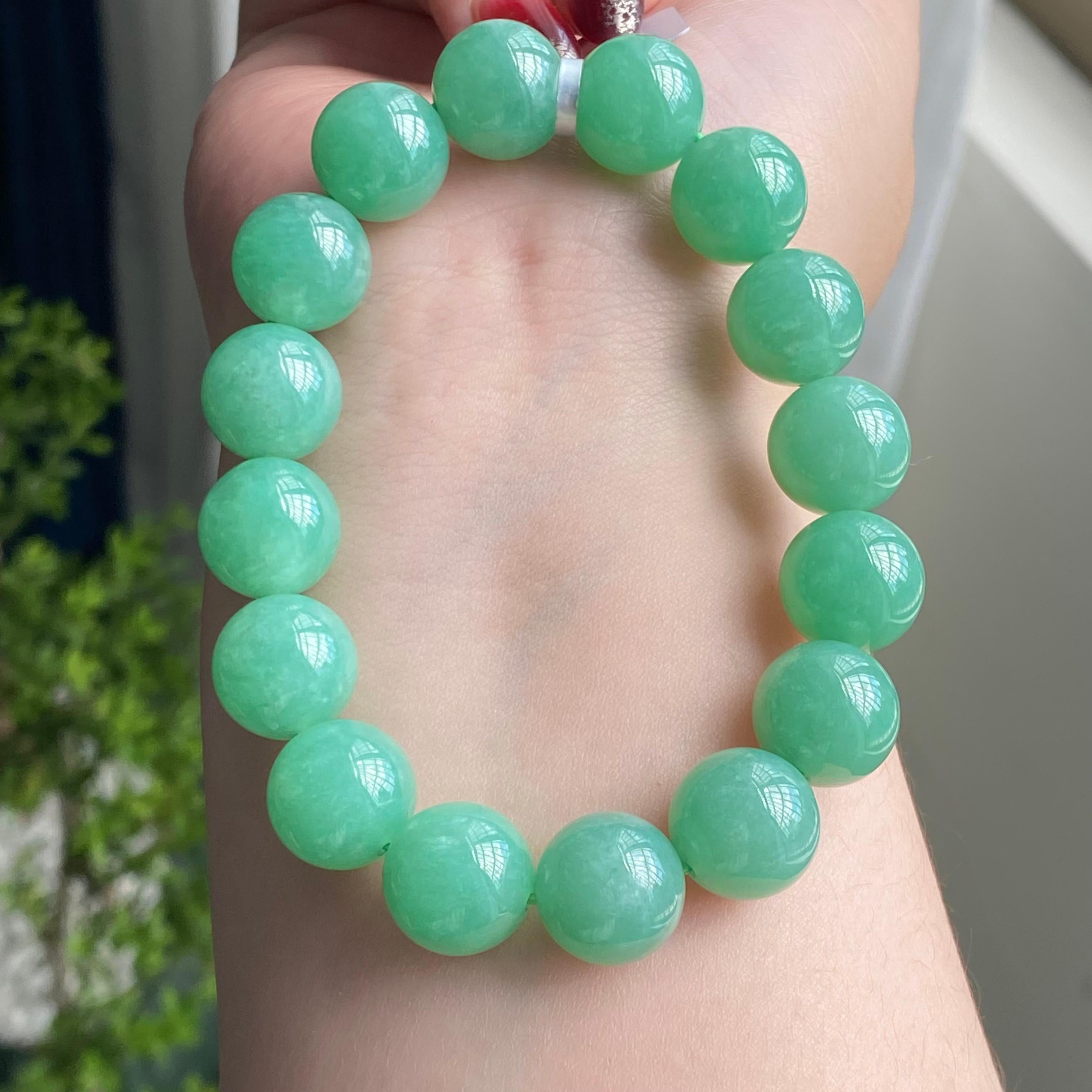 细糯种满绿单圈手串（16颗）（yc213509）