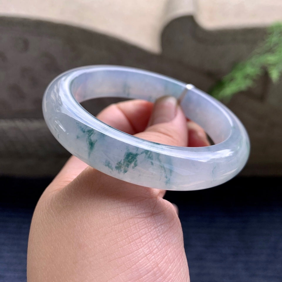 糯冰种紫罗兰飘花平安镯（55mm）（yc169970）