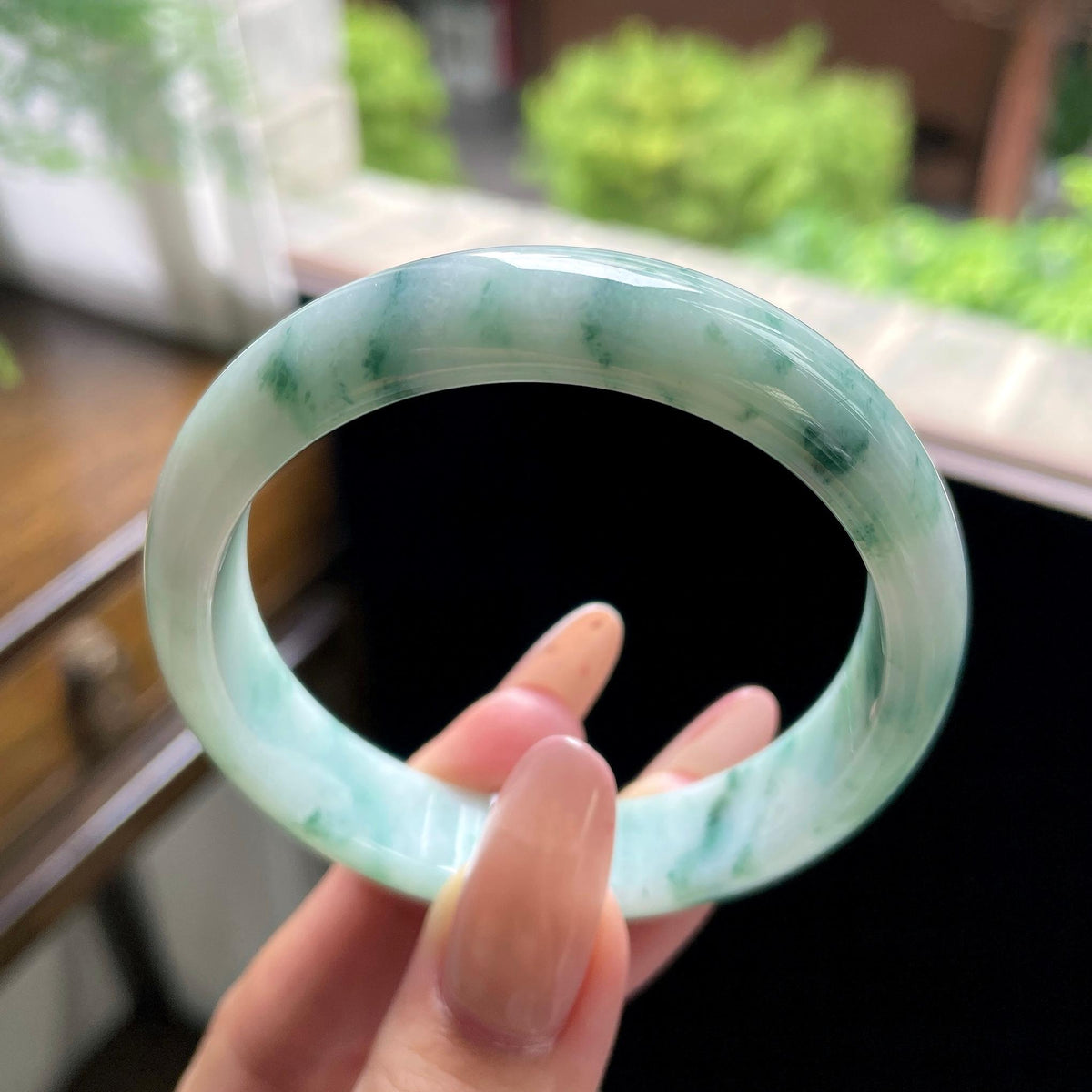 秒杀 细糯种绿飘花正圈平安镯 54圈（yc709455）