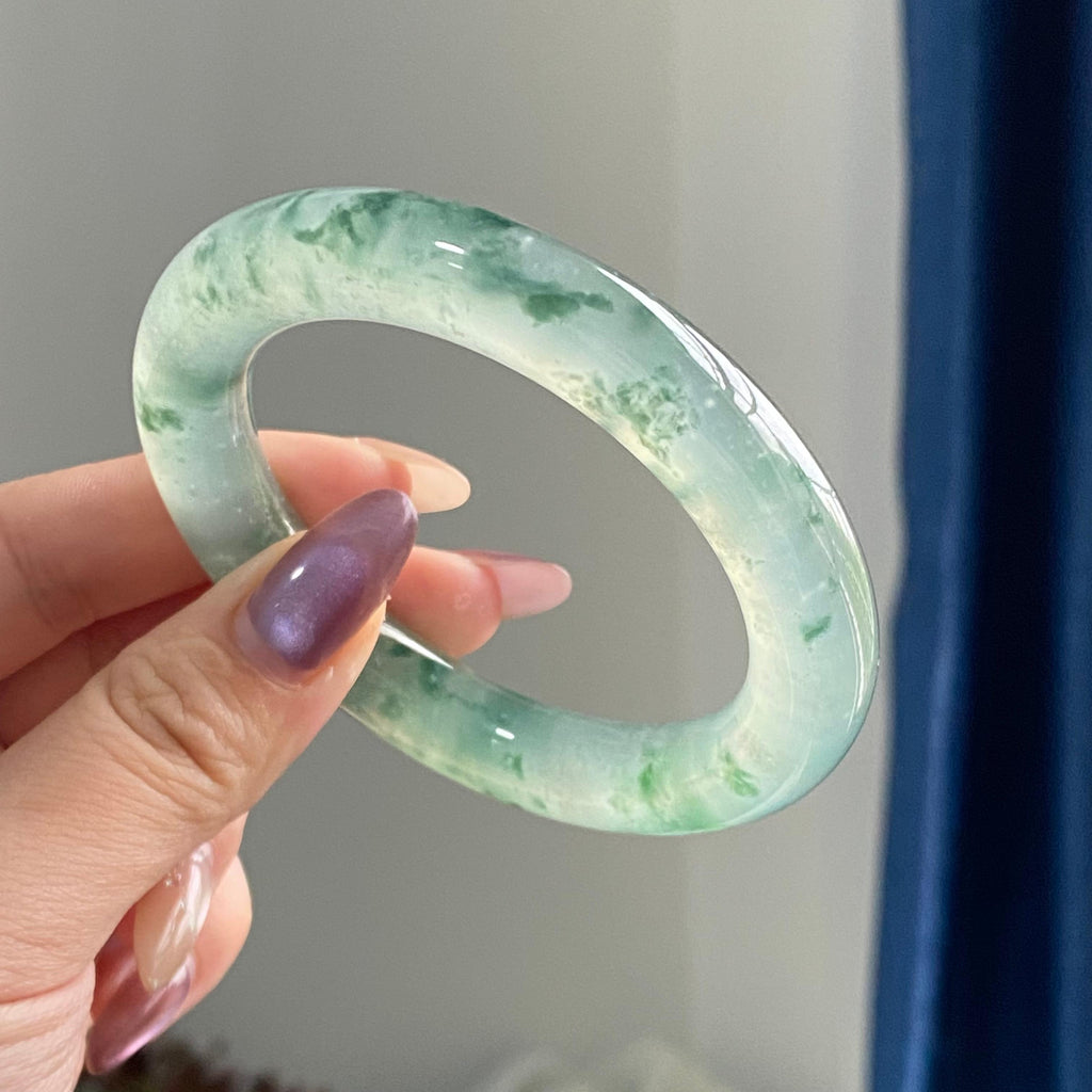 冰种飘花圆条手镯（55圈）（yc195804）