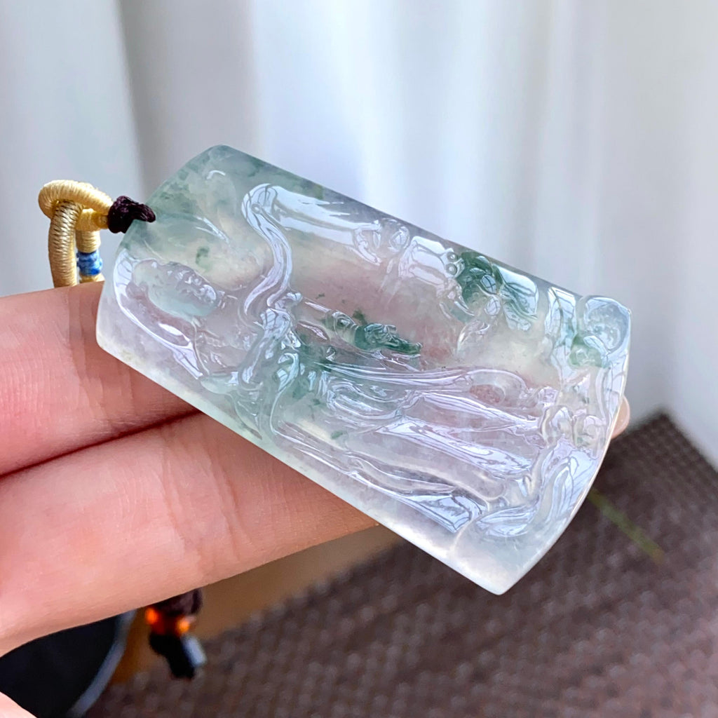 冰种飘花度母牌吊坠（yc265643）