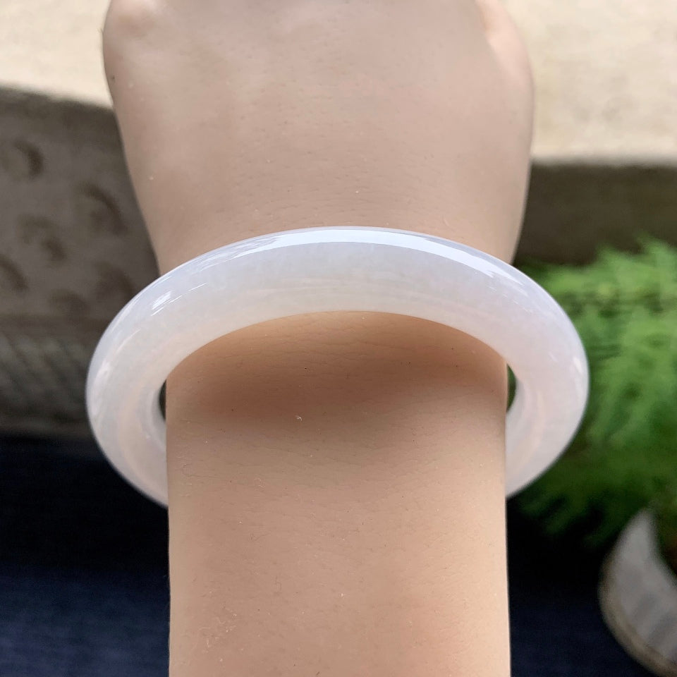 细糯种无色圆条手镯（55.6mm）（yc093436）
