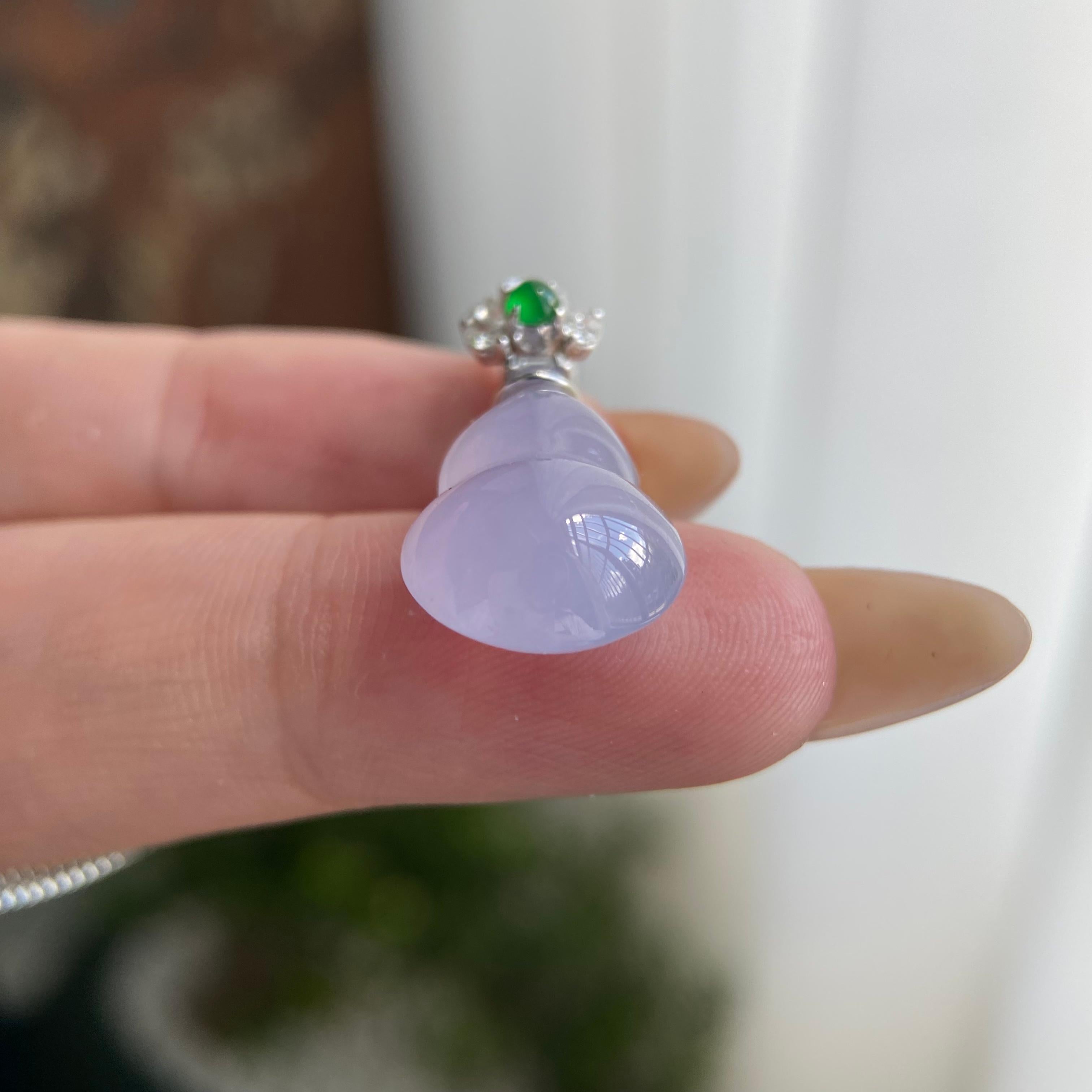 18k金钻镶冰种紫罗兰葫芦吊坠（yc209949）