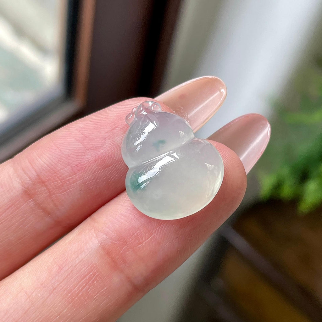 糯冰种飘花葫芦吊坠 天然缅甸A货翡翠（yc694818）