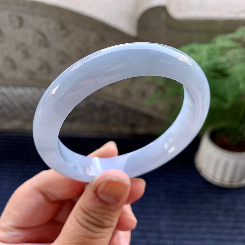 糯冰种紫罗兰平安镯（58.5mm）（yc079968）