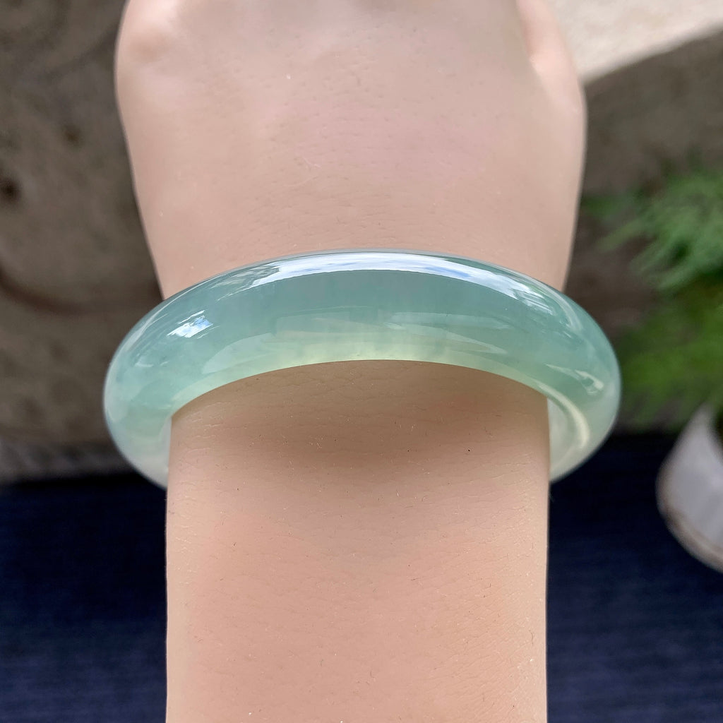 糯冰种蓝水平安镯（56.2mm）（yc117936）