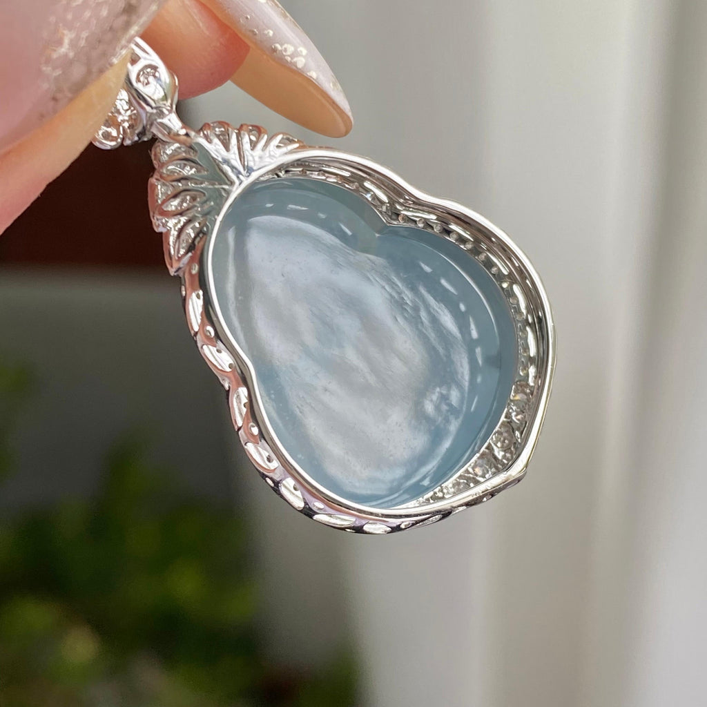 18k金钻镶冰种蓝底葫芦吊坠（yc223114）