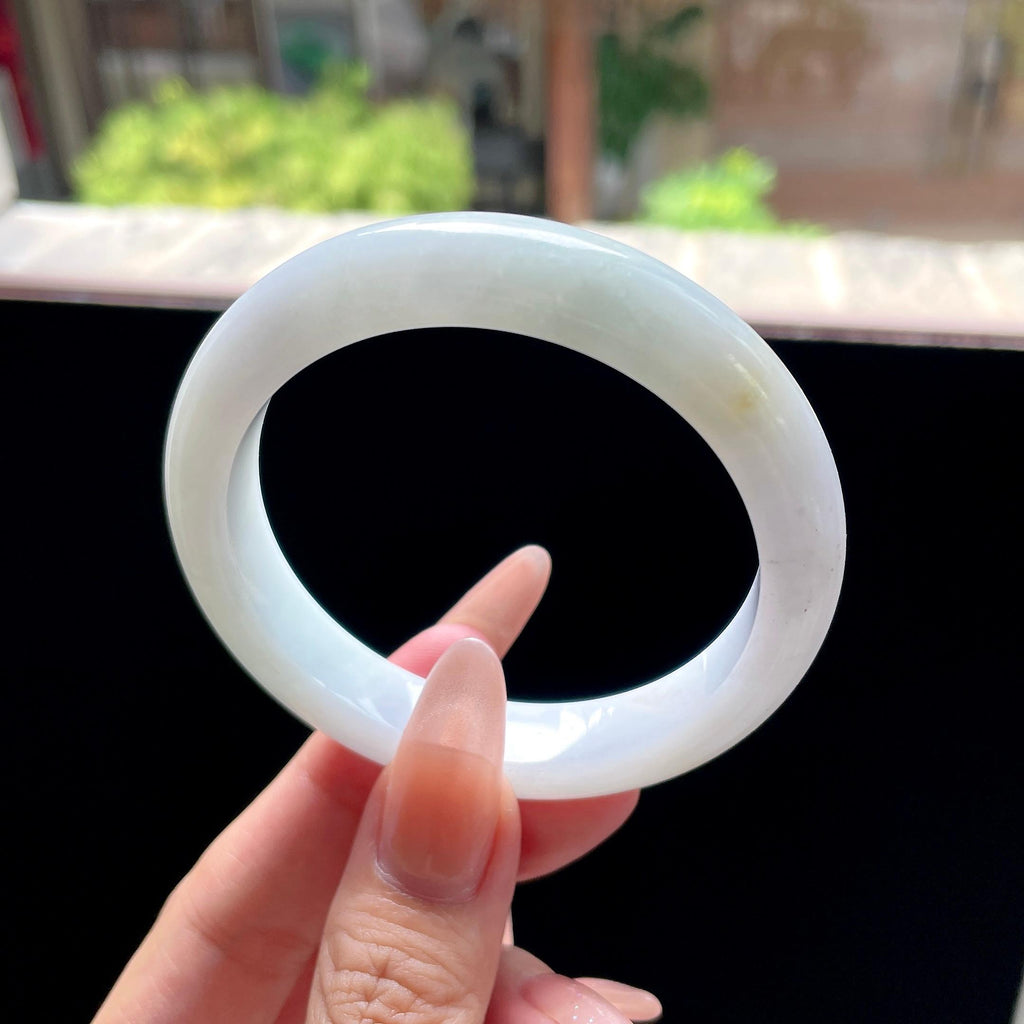 糯种黄翡洒金正圈平安镯 55.4圈 天然缅甸A货翡翠（yc522713）