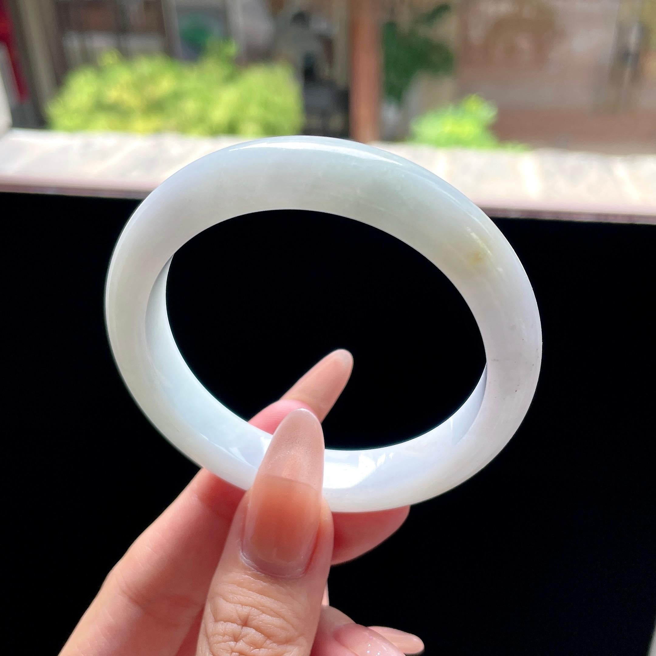 糯种黄翡洒金正圈平安镯 55.4圈 天然缅甸A货翡翠（yc522713）
