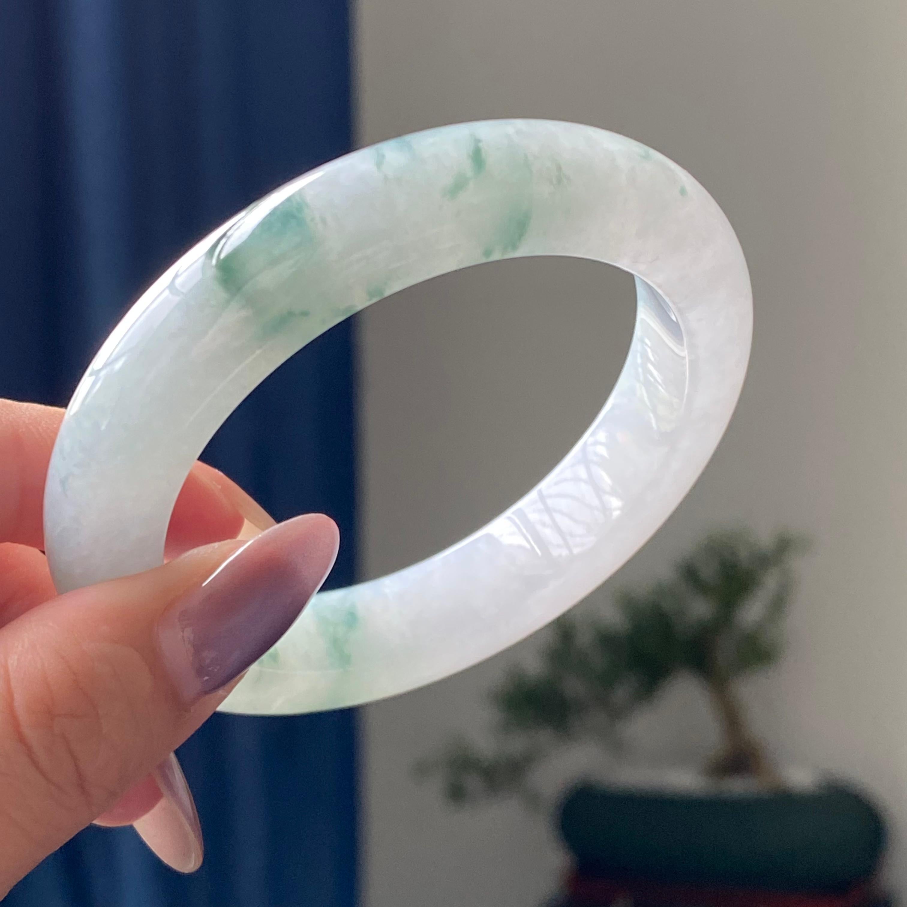 糯冰种飘花平安镯手镯（55圈）（yc195200）