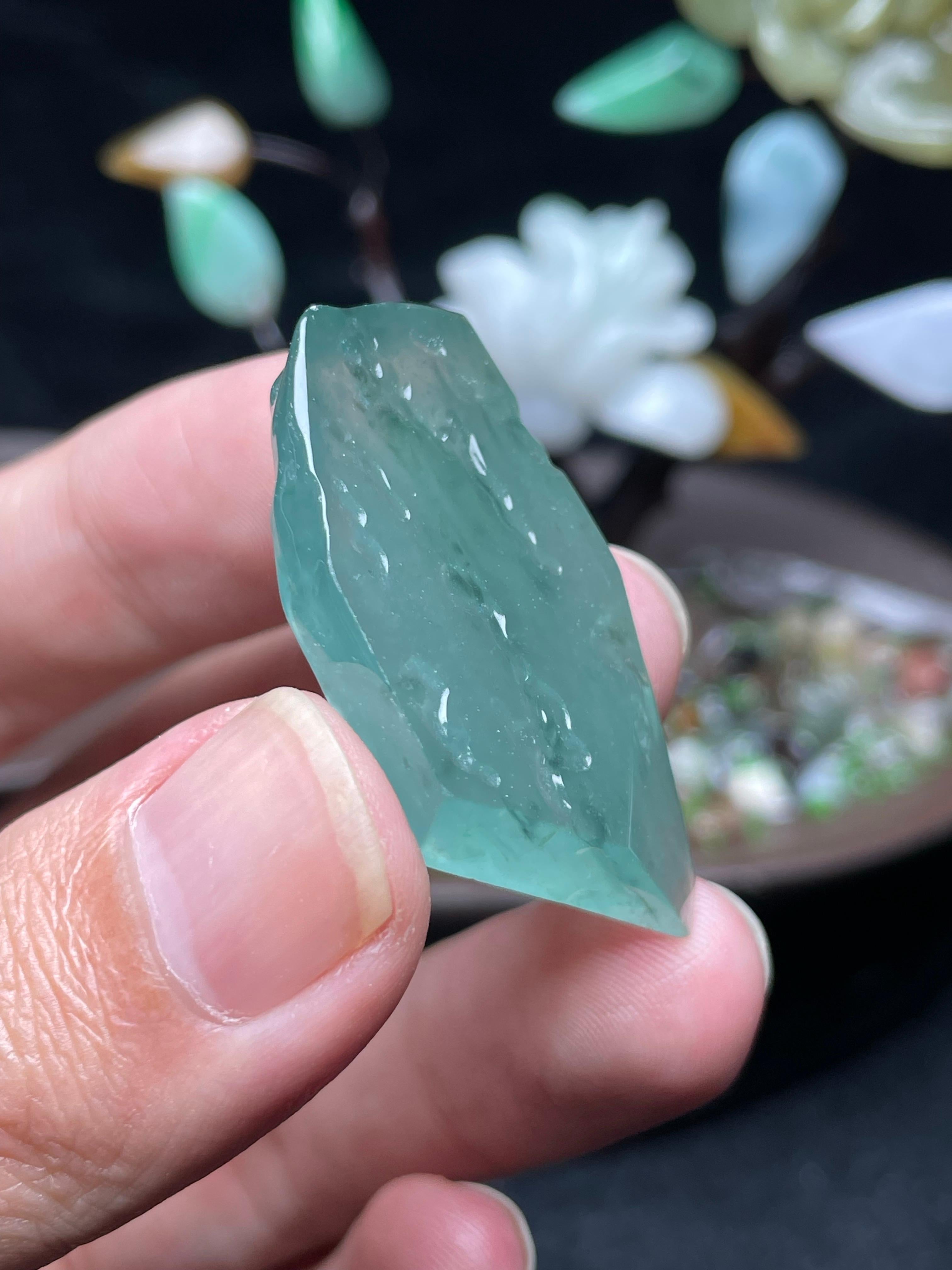 高冰湖水绿雪花棉挂件料（yc529956）