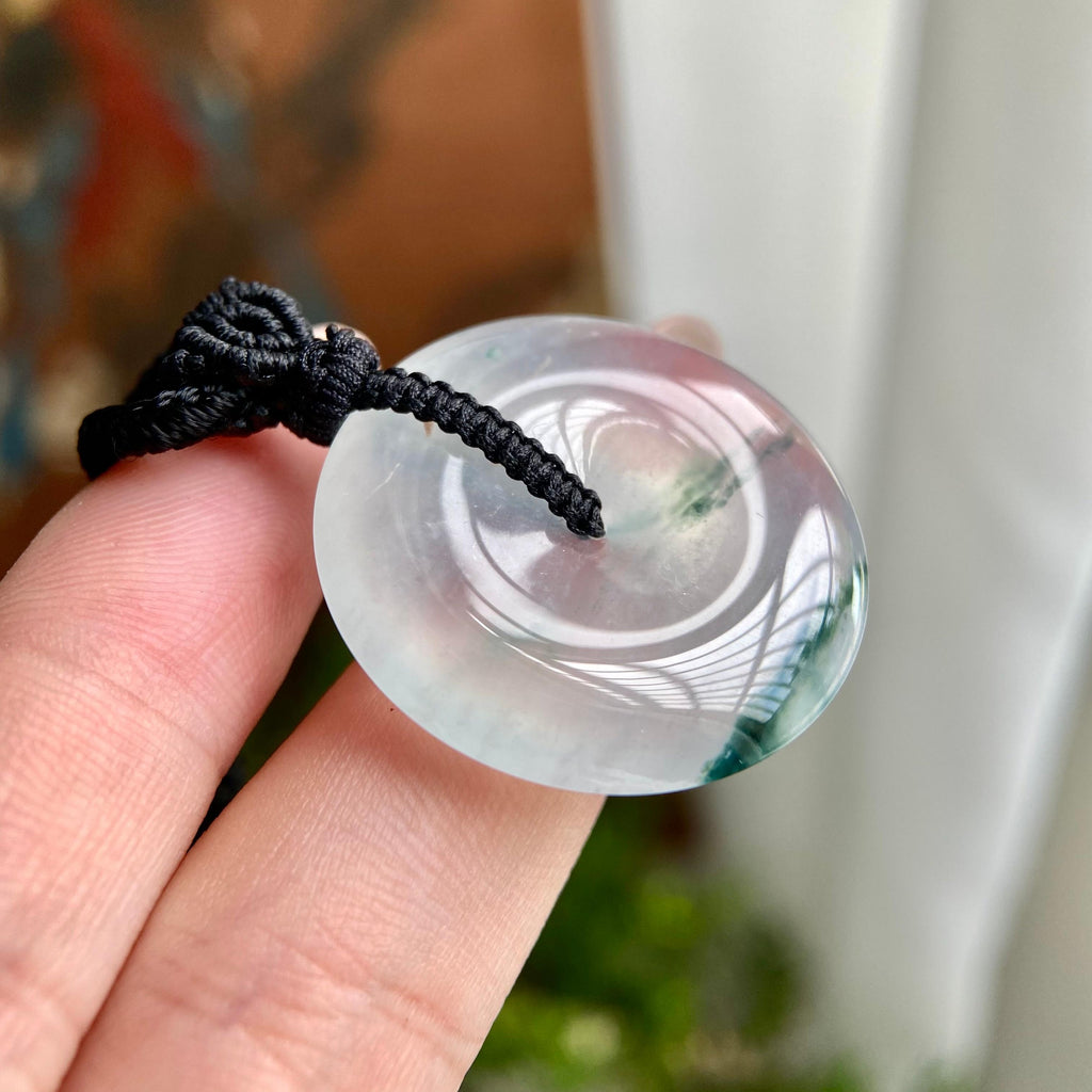 高冰种飘花平安扣吊坠（yc230169）