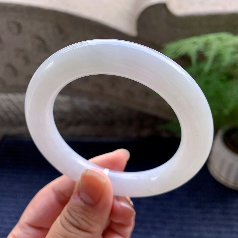 细糯种无色圆条手镯（56.7mm）（yc096598）