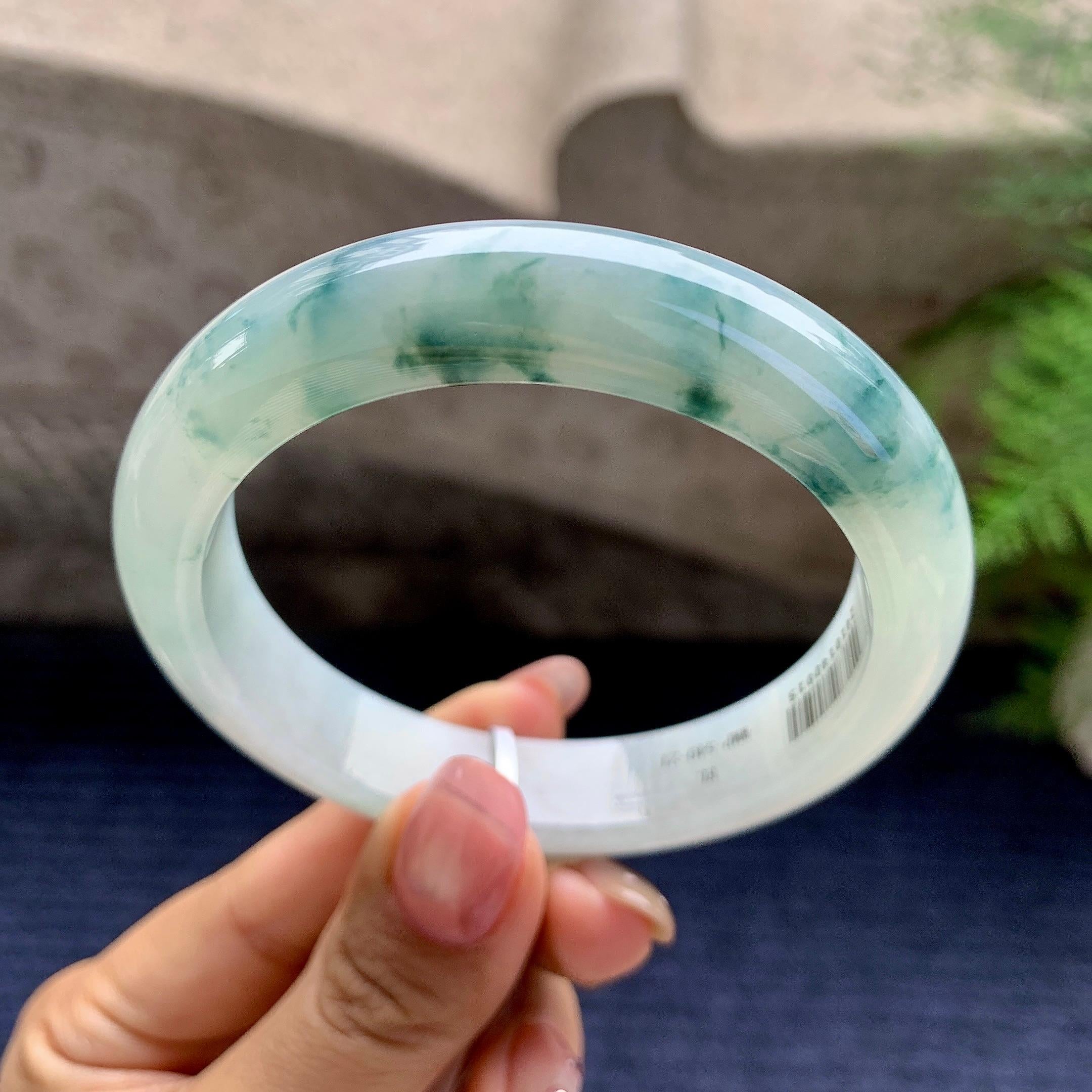 细糯种飘花平安镯（57.1mm）（yc280875）