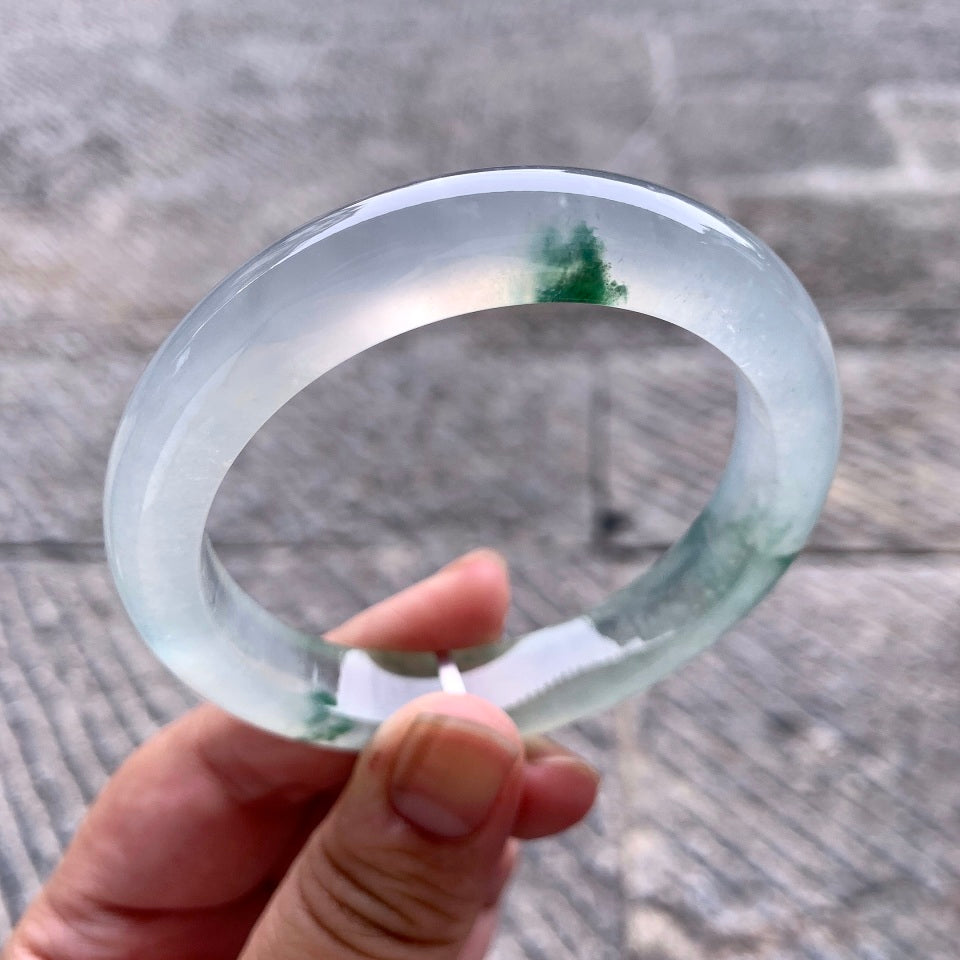 高冰种飘花平安镯（57.6mm）（yc167754）
