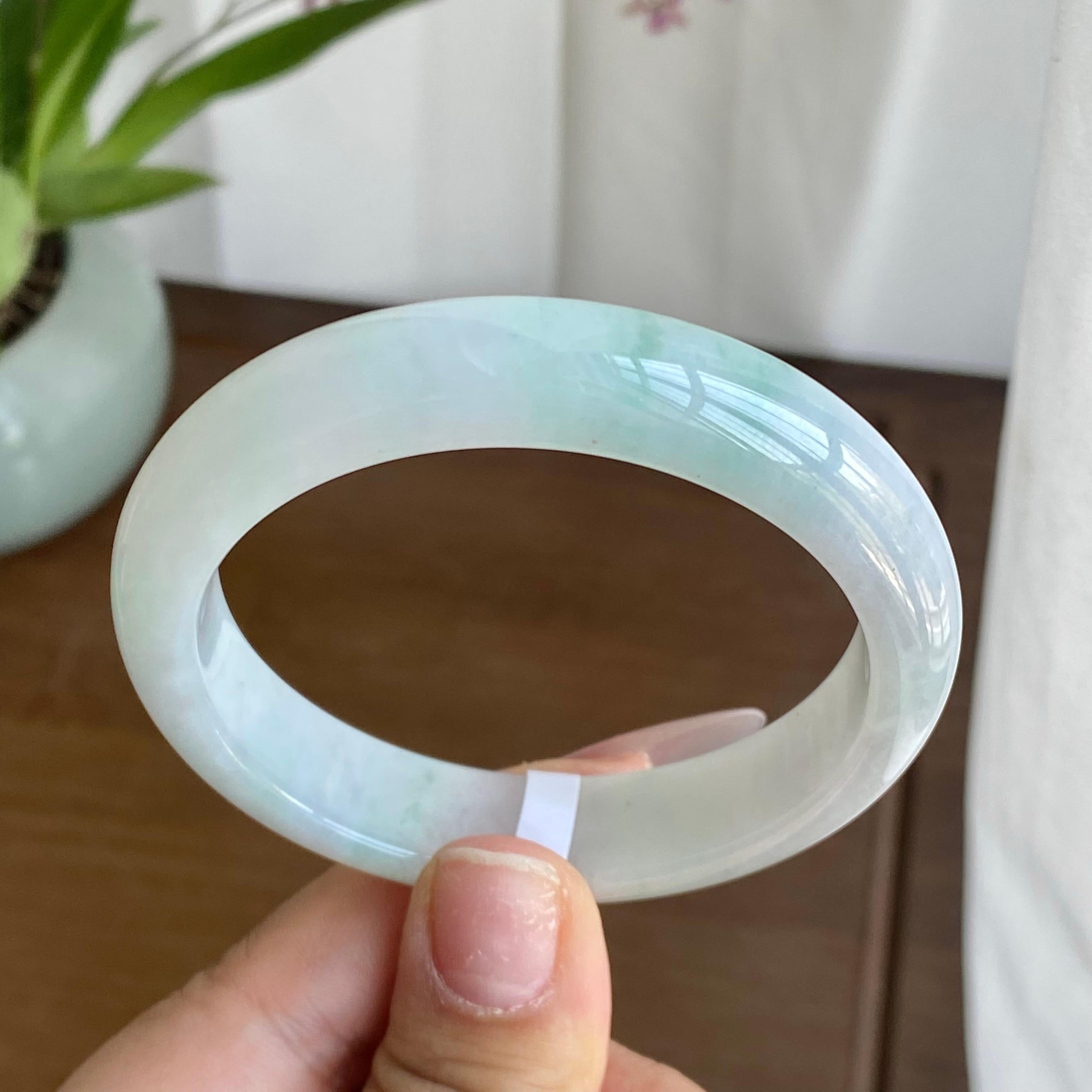 糯冰种飘花手镯（54圈）（yc298416）