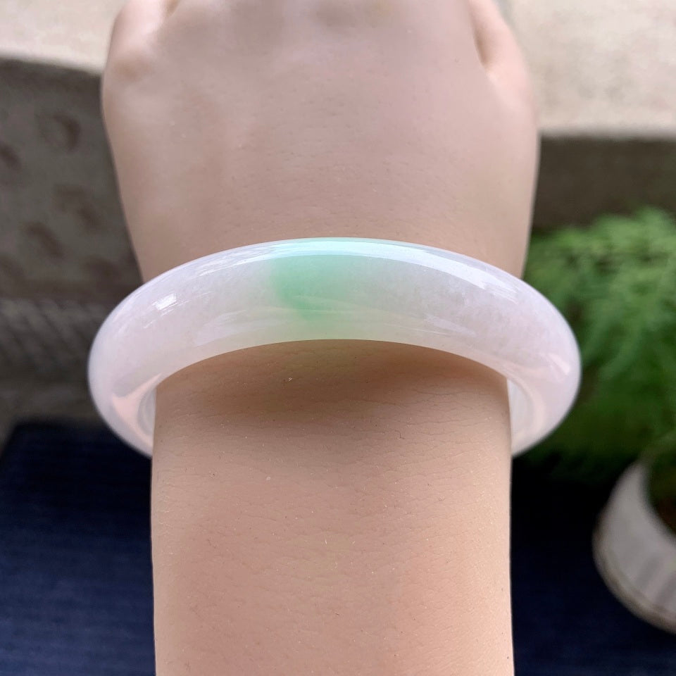 细糯种飘绿平安镯（58mm）（yc098125）