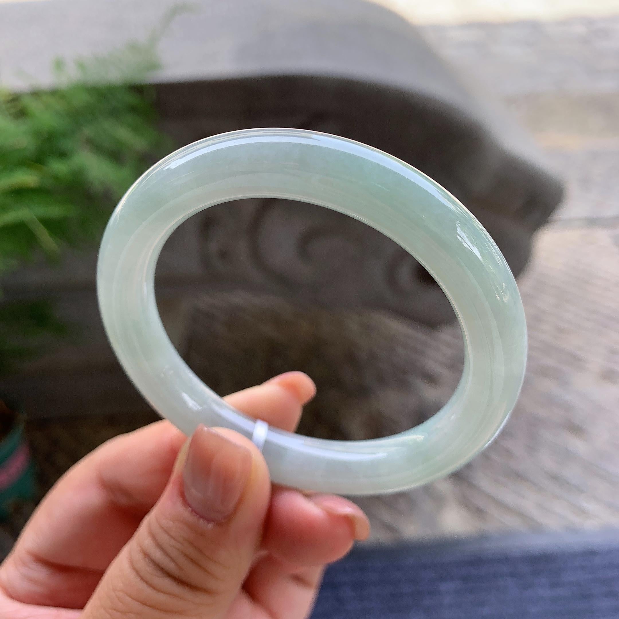 小圈口 细糯种晴底圆条手镯 52圈口 天然缅甸A货翡翠（yc501354）