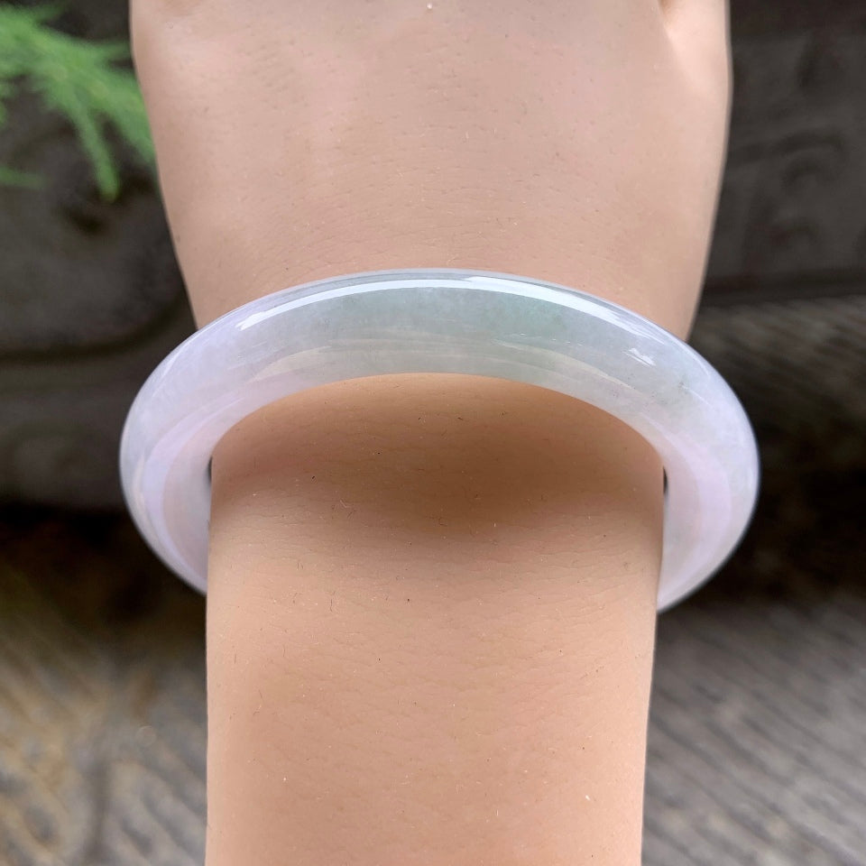 糯化淡粉底晴水圆条手镯（53.5mm）（yc016973）