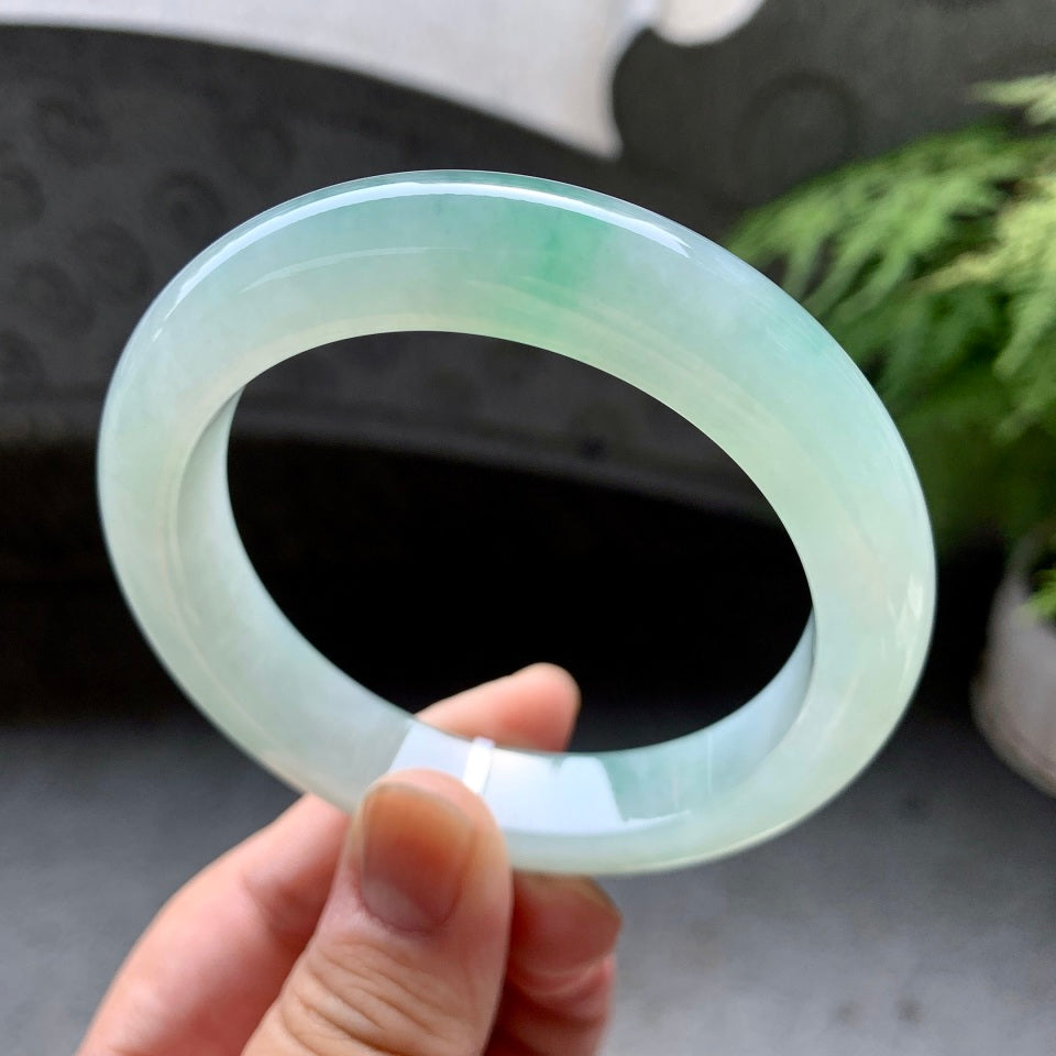 糯冰种飘花平安镯（59.4mm）（yc098115）