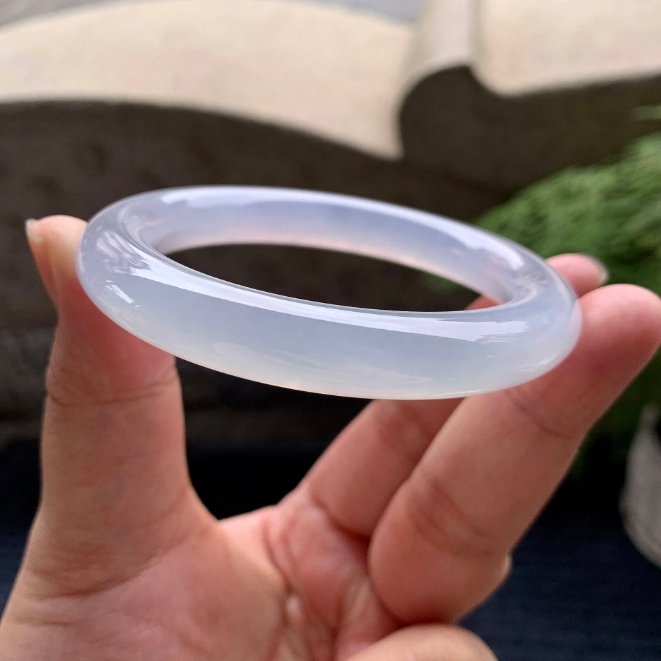 糯冰种淡紫罗兰圆条手镯（56mm）（yc101272）