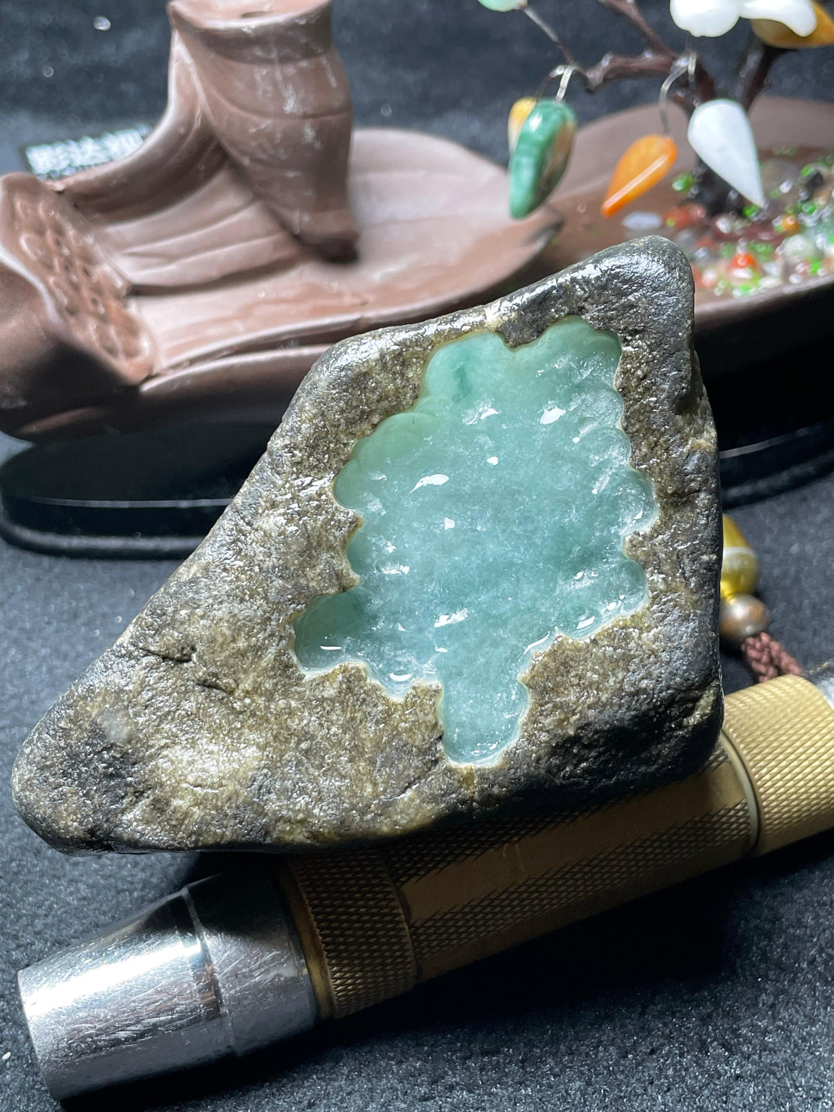 莫西沙开窗冰底飘花手镯料（yc693720）