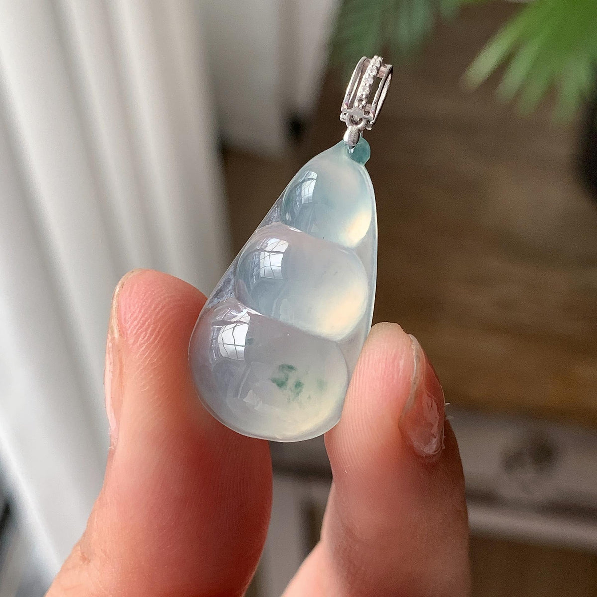 18K金镶 冰种飘花吊坠 天然缅甸A货翡翠（yc703353）